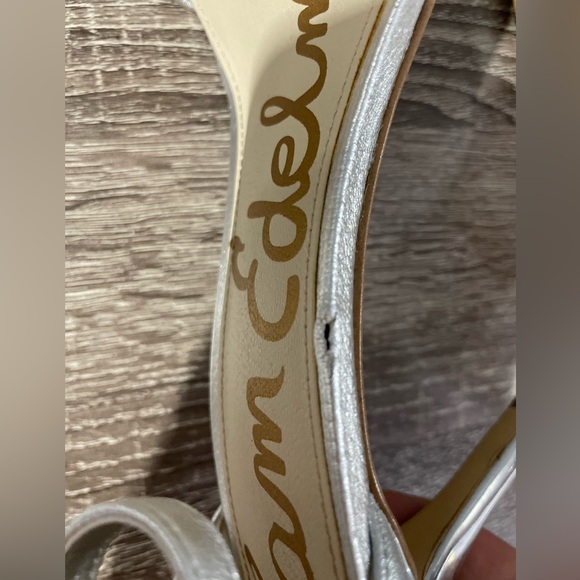 Sam Edelman Patti Ankle Strap Heel Sandal Leather silver Women’s Size 9 - Picture 4 of 6